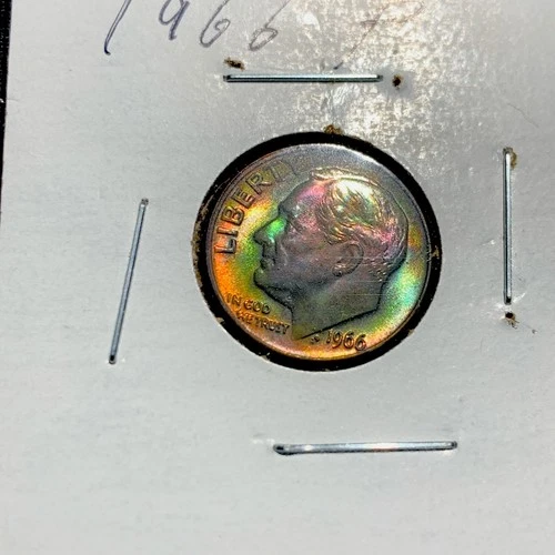 COLLECTIBLE TONED - 1966 - P -  Roosevelt Dime - BU -  Toning!!!