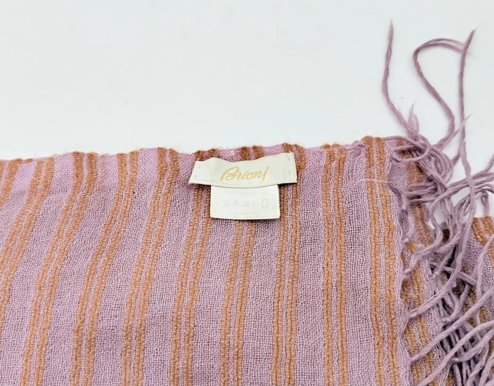 Brioni Pink and Gold Cotton/Cashmere Scarf - Excellent Condition! - Image 3 of 4