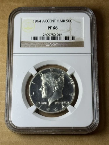 1964 Proof Kennedy Silver Half Dollar - NGC PF66  - Accented Hair - 90% - 50c
