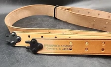 Springfield Armory Adjustable Tan Leather M1907 Style Rifle Sling Appears Unused