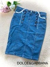 DOLCE&GABBANA Denim Skirt Button Design Size 26/40 (US 4) Excellent Condition