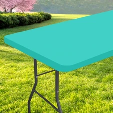 Rectangle Table Cloth, Waterproof Elastic Fitted Tablecloth for 4 Foot Foldin...