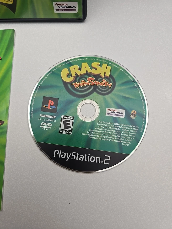 Crash Bandicoot TwinSanity Playstation 2 PS2 Etiqueta Negra con Manual CIB Resurface Foto 4 de 4