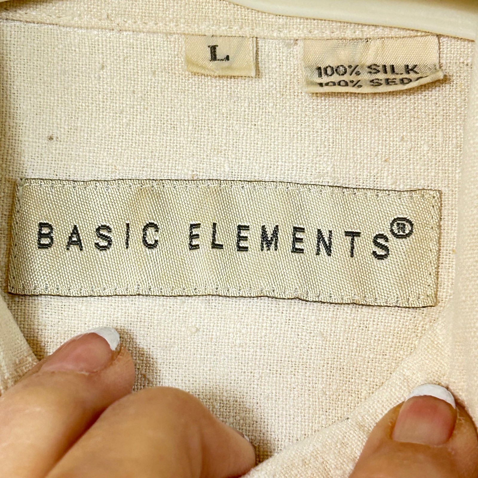 Basic Elements Silk Button Down Shirt Long Sleeve… - image 4