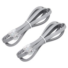 2 Pack 3.3ft Telephone Cord, RJ12 6P6C Male to Male, Straight Wired, Grey