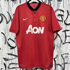 Nike Manchester United Mens Jersey Dri-Fit Large Red Collared Polyester 396