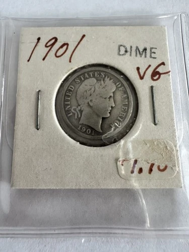 1901 Silver Barber Dime VG