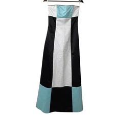 VTG Jessica McClintock Gunne Sax Long Strapless Mod Formal Y2K Dress Sz 5/6 Blue