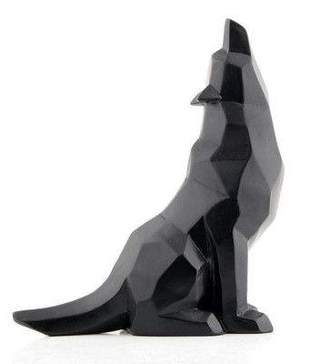 Black Wolf Howling Wolf Figurine Statue for Home Decor - 5.8 inches Tall Black