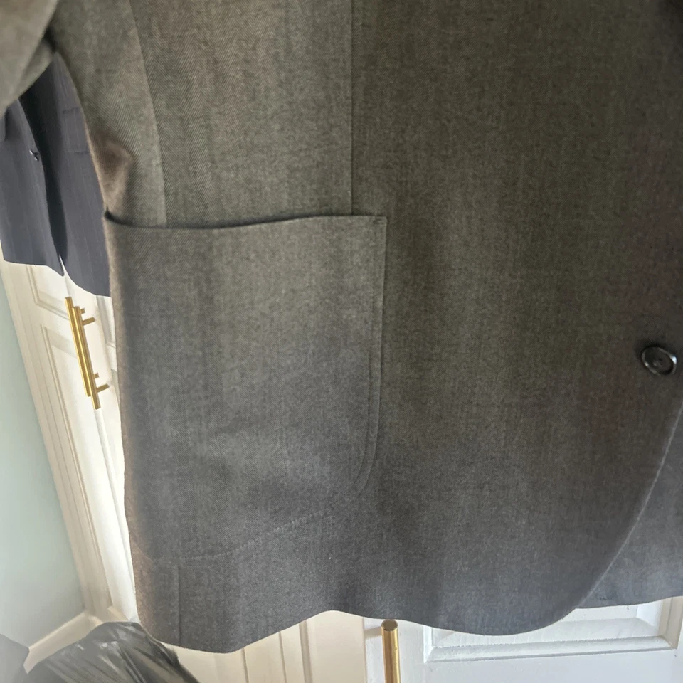 Abrigo deportivo Stafford para hombre mezcla de polietileno calce ajustado 2 botones marrón gris Blazer 44R Foto 4 de 4