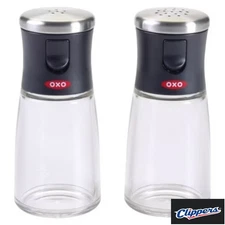 OXO Salt & Pepper Shaker Set: Aluminum & Stainless Steel, Black