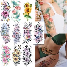 CHARLNET Watercolor Flower Temporary Tattoos for Large, Watercolor-inspired
