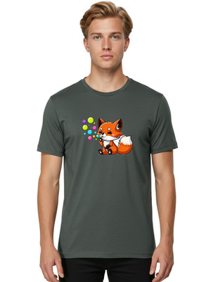 Fox-Blowing-Bubbles Mens Graphic Tee, 100% Cotton, Casual Summer Wear