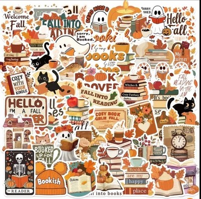 10pcs Fall Book Lovers  Stickers- Scrapbook, Journal, DIY Crafts- Halloween