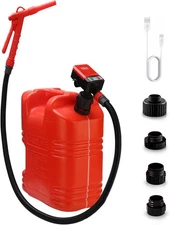 Battery Powered Fuel Transfer Pump with Auto Shut Off Nozzle & 3 Adapters