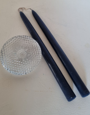 Holmegaard Trigona Kerzenständer Glas Design Torben Jorgensen 10 cm + 2 Kerzen