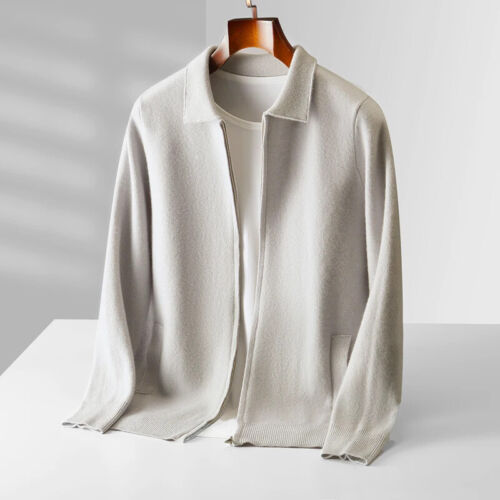 Herbst Winter Herren Pure Cashmere Strickjacke Pullover Herren Reißverschluss Business Sweater - Bild 6 von 18