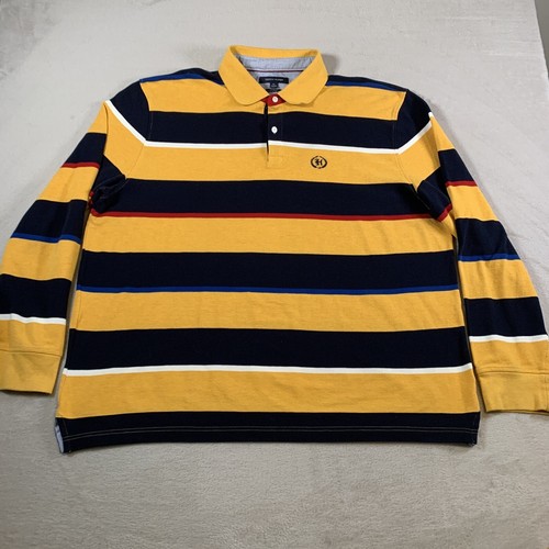 VINTAGE Tommy Hilfiger Shirt Men 2XL Yellow Long Sleeve Cotton 90s Oversized Y2K