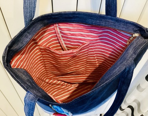 Wunderschöne selbstgenähte Jeantasche/Shopper - Bild 7 von 11