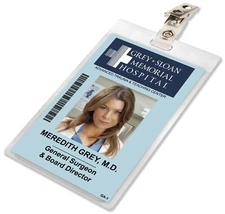 Grey's Anatomy MEREDITH GREY Sloan Memorial Hospital ID Badge Name Tag Card GA-1