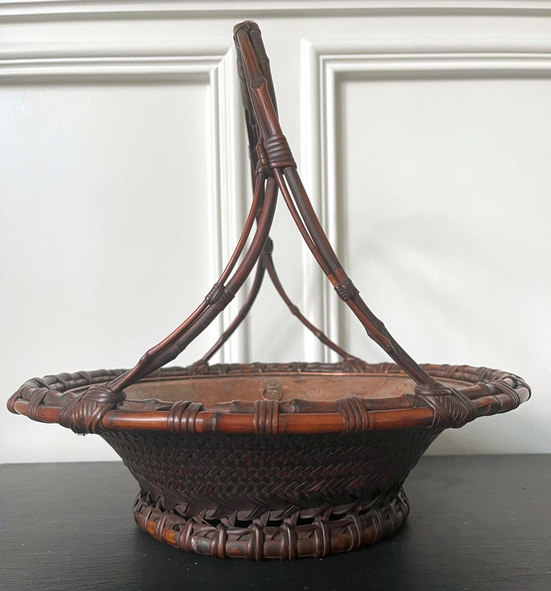 Large Japanese Woven Bamboo Morikago Basket by Maeda