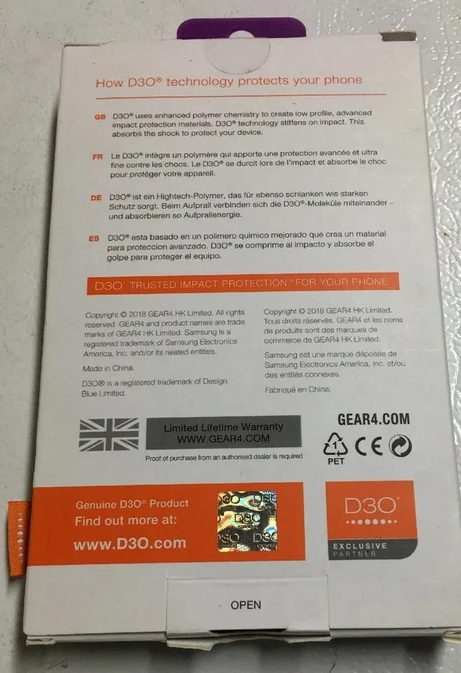 Gear4 Samsung Galaxy S9+ Case Cover Piccadilly D30 Impact Protection - Purple - Image 2 of 4