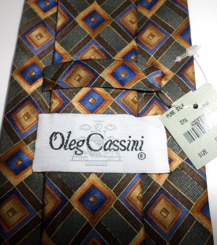 Oleg Cassini Men's Tie 100% Silk Multicolor Geometrical Print NEW - Picture 4 of 6