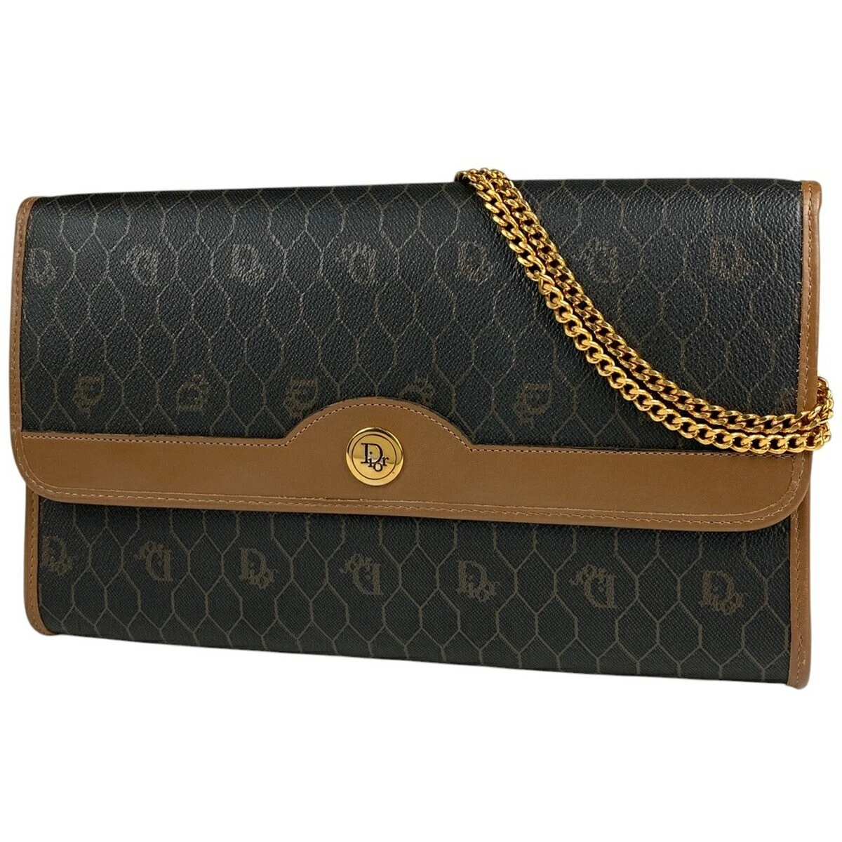Sac bandoulière Christian Dior motif nid d'abeille chaîne toile enduite pochette luxe