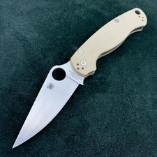 Spyderco Paramilitary 2 C81MPCW2 Plain Edge Blade Micarta - Cru Wear  Authentic