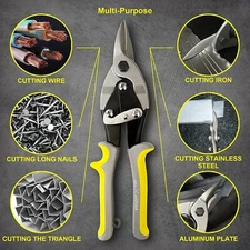 10 Inch Tin Snips Straight Cut for Cutting Steel Aluminum Leather Copper, Aviati