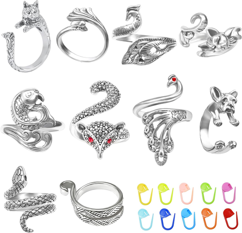 10 Pcs Crochet Rings Crochet Tension Rings for Finger Crocheting Knitting Adjust