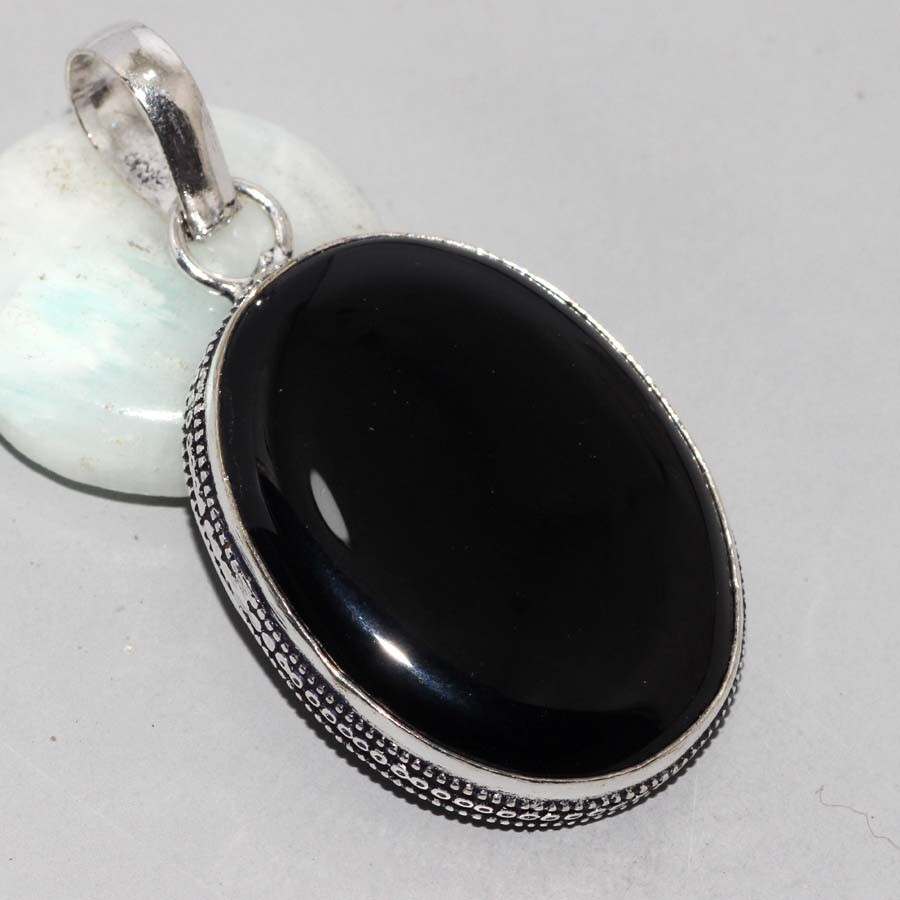 Black Onyx 925 Silver Plated Handmade Pendant Gift for Women JW