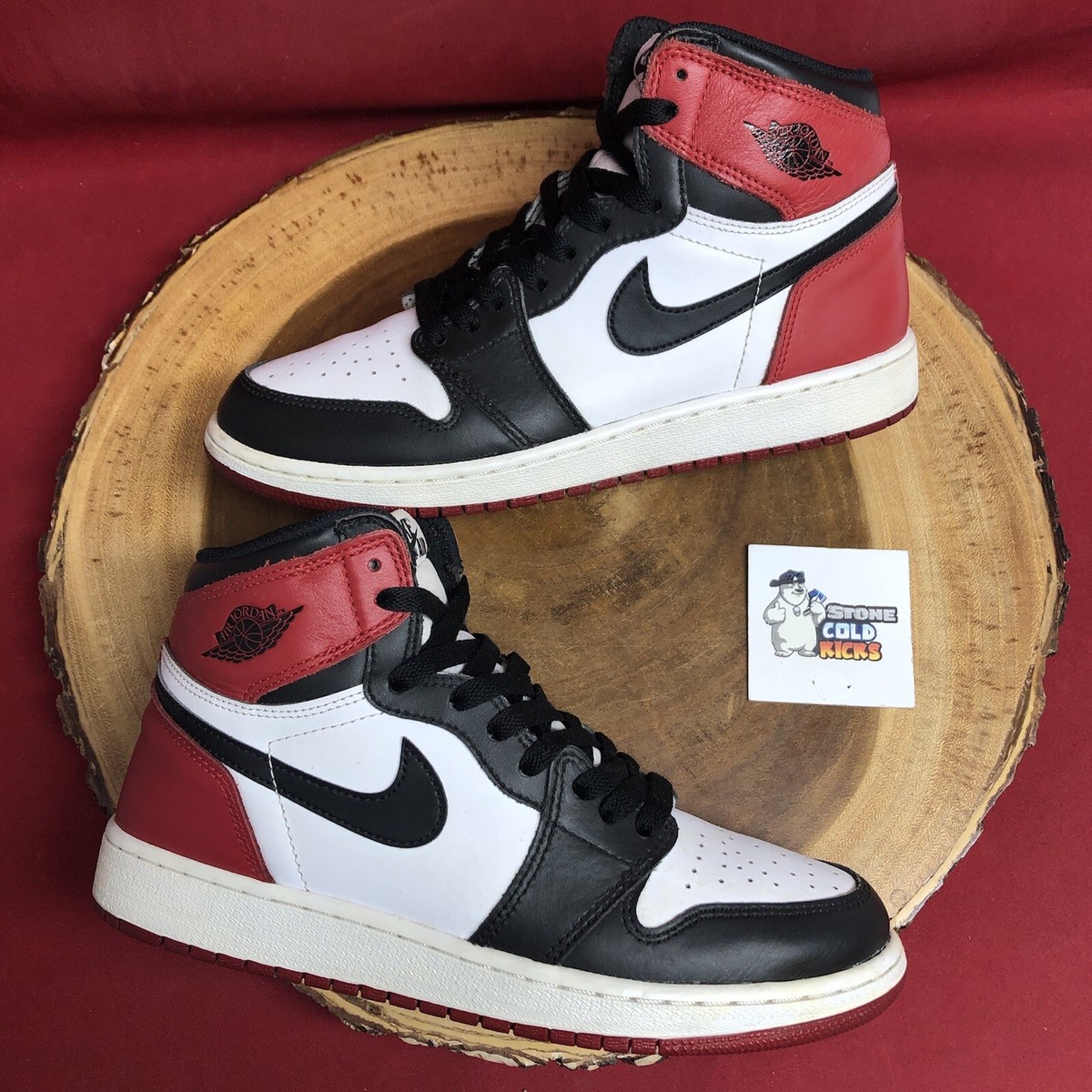 Nike Air Jordan 1 Retro High OG Bg Black Toe Size 7y White