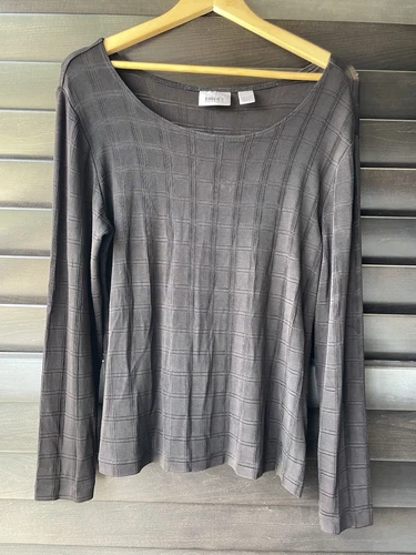 Chico’s Travelers Black Slinky Top Chicos Size 3 Long Sleeve Staple Wardrobe XL