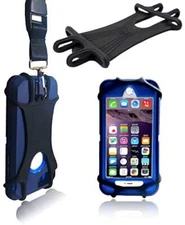 Black Heavy Duty Universal 2 in 1 Lanyard Cell Phone Tether Silicone Neck Strap