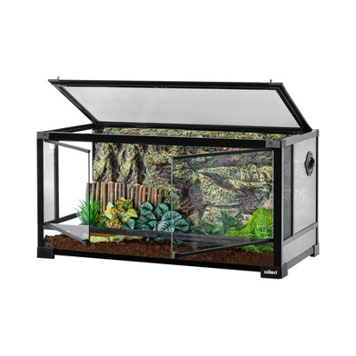 OIIBO 36 Gallon Reptile Terrarium Glass Tank, 32''x16''x16'' Double Front Openin...
