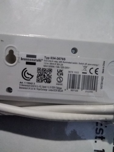 Brennenstuhl Eco-Line 4 Gang Switched Extension Lead, 1.5m White - 1150423 - Picture 4 of 4