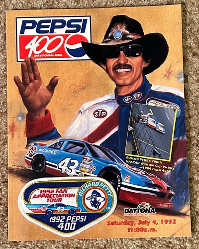 VTG NASCAR 1992 Daytona Pepsi 400 Souvenir Program (w/ Patch /Starting Lineup)