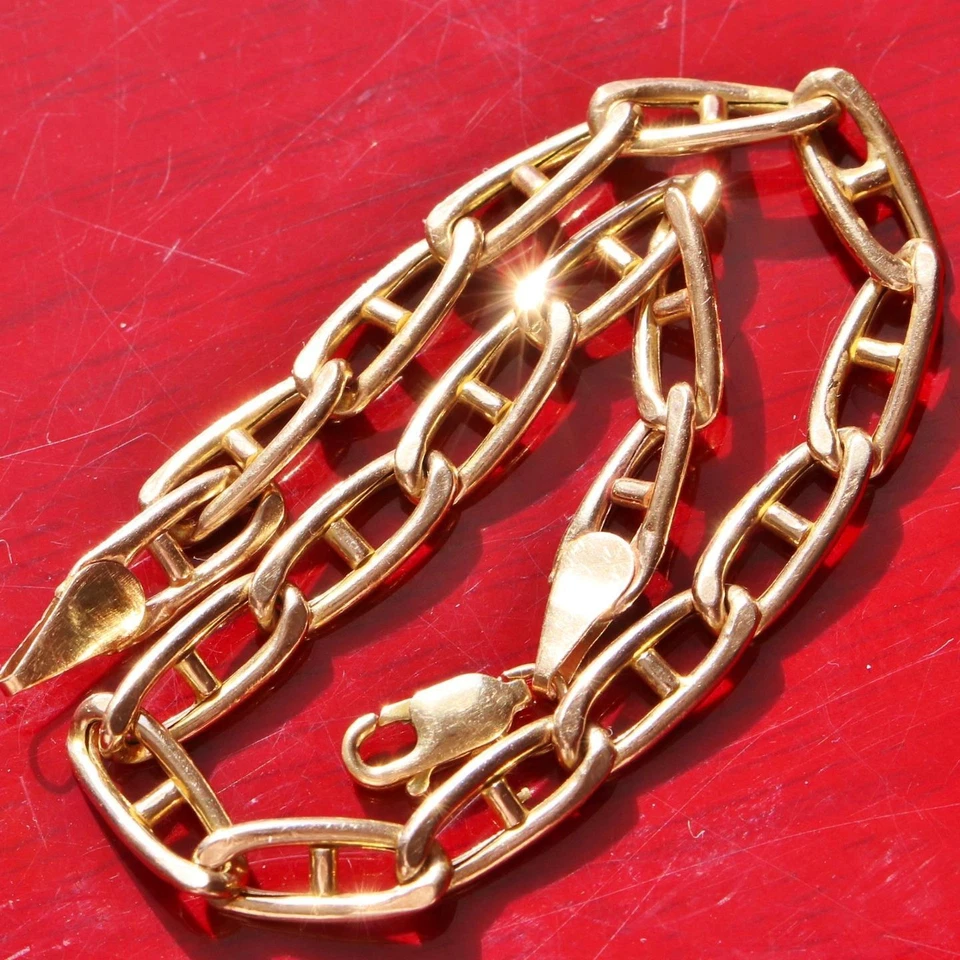 10k rose gold bracelet Italian mariner link chain 8.25" vintage 5.6g N2782 - Image 2 of 4