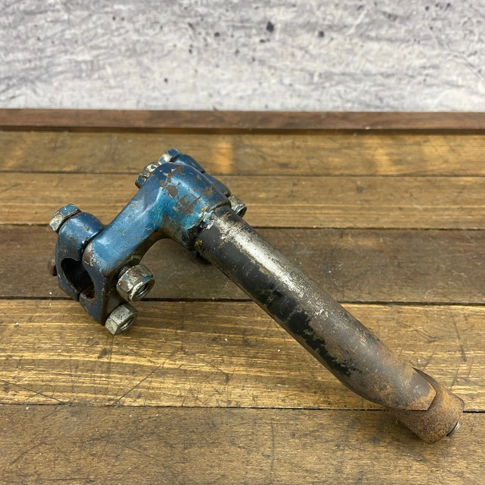 Double Clamp BMX Stem Neck Blue Fits Old School BMX 21.1 Quill 70s 80s Steel - Image 3 of 4