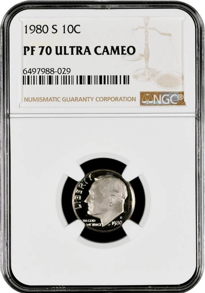 1980 S 10C Roosevelt Dime PF70 Ultra Cameo NGC PR70 DCAM PHOTO VISION SKU 3142 - Image 4 of 4