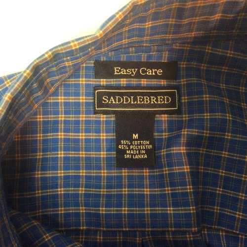 Camisa para hombre Silla de montar talla M azul a cuadros manga larga fácil cuidado envío gratuito - Imagen 4 de 4