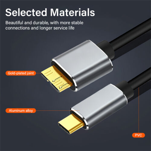 Type C USB C to Micro B Cable External Hard Drive Cord For WD Westgate iPhone 3m - Picture 6 of 15