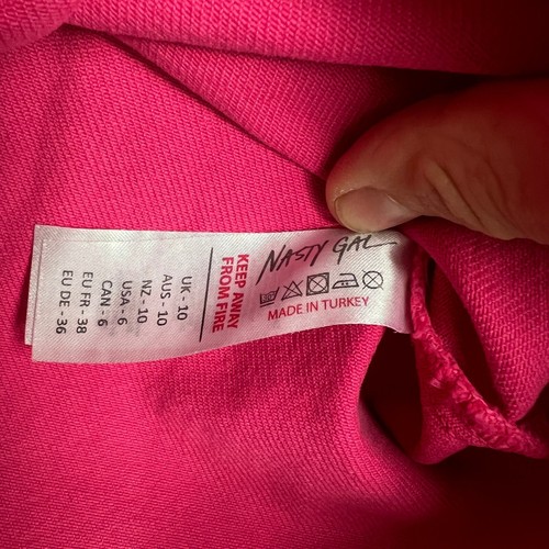 Nasty Gal Overshirt Jacket Shacket Denim Button Down Long SL Hot Pink Size US 6 - Picture 3 of 9