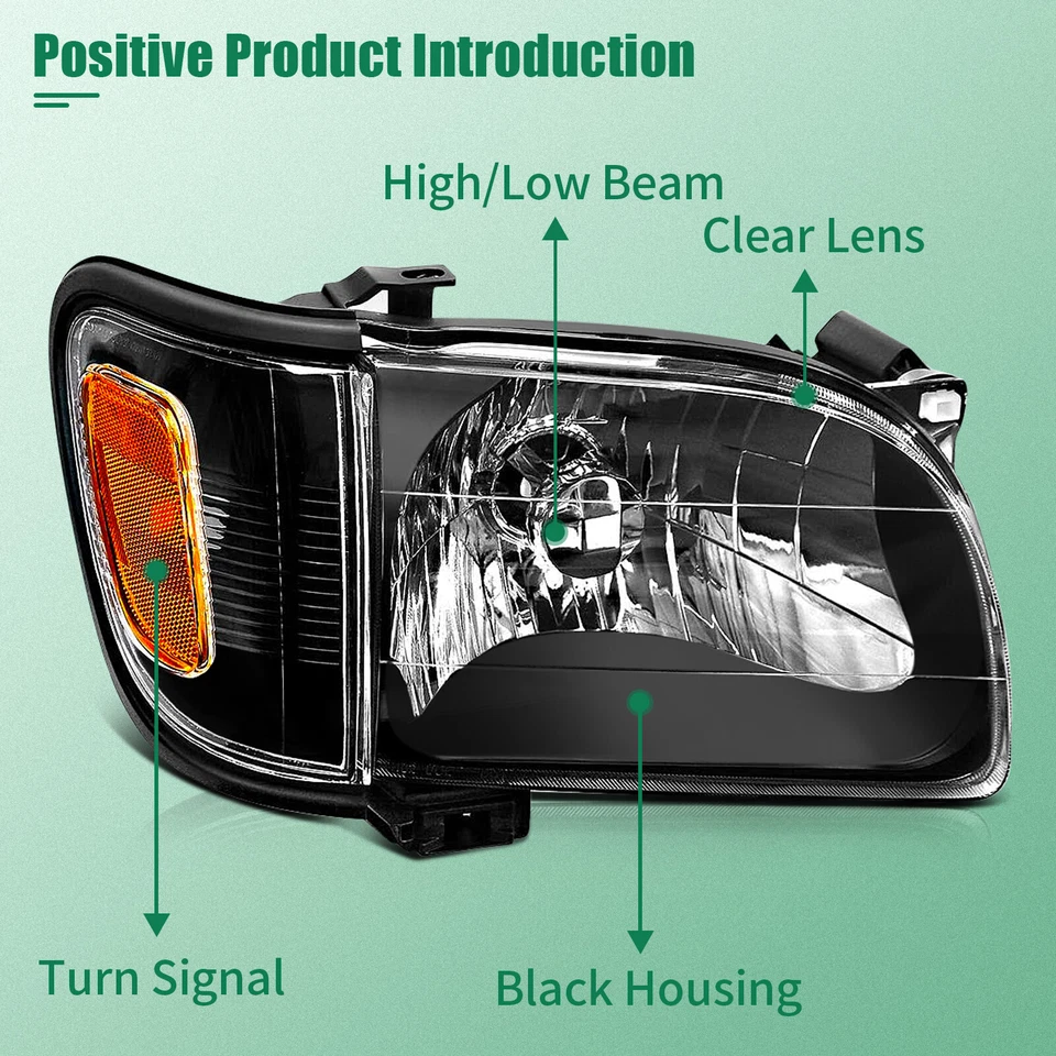 Conjunto de faros negros + juego de faros delanteros para Toyota Tacoma 2001-2004 Foto 2 de 4