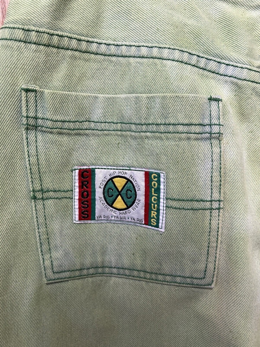 パンツ 90s cross colours wide color denim Vintage 90s CROSS COLOURS Short Pant Denim Colour Block
