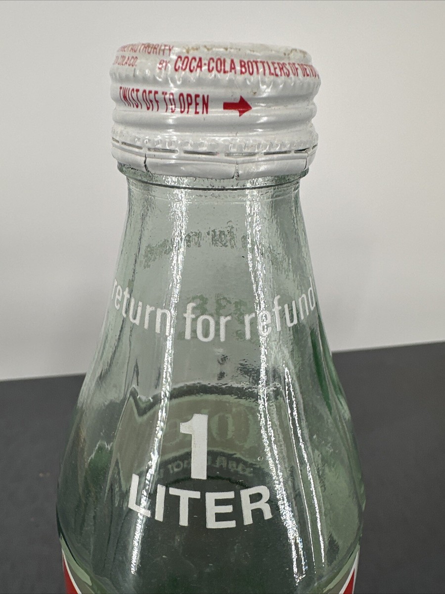 Vintage Coca Cola COKE 1 Liter 33.8oz Glass Bottle with Cap EMPTY
