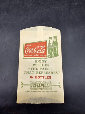 1 PIECE 1927 Coca~Cola Coke No Drip Paper Bottle Protector Great Graphics RARE