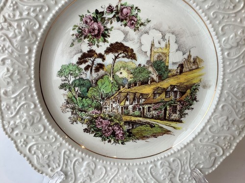 2 Wood & Sons Stratford Alpine White Decorative Plates Church & Watermill - Picture 8 of 9