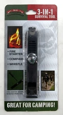 Budk M48 3-in-1 Survival Tool Fire Starter Whistle Compass CAMPING - HIKING